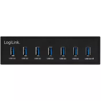 Hub USB 3.0 LogiLink, 7 porte 5,25 pollici interno, con funzione di ricarica rapida - Hub - 6 x SuperSpeed USB 3.0 + 1 x SuperSpeed USB 3.0 (ricarica)