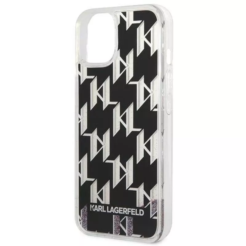 Karl Lagerfeld KLHCP14MLMNMK iPhone 14 Plus 6.7 custodia rigida nero / nero Liquid Glitter Monogram