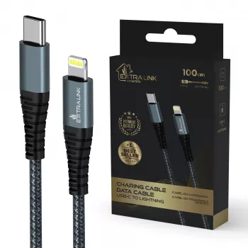 Cavo Extralink Smart Life 27W USB-C a Lightning 100 cm TPE 9V 3A nero