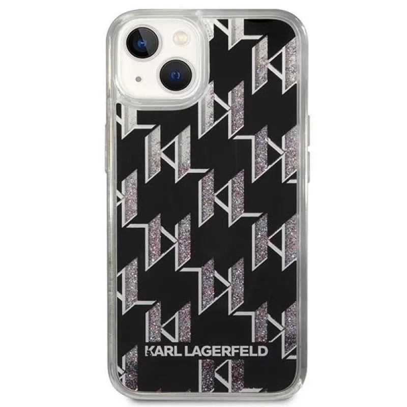 Karl Lagerfeld KLHCP14MLMNMK iPhone 14 Plus 6.7 custodia rigida nero / nero Liquid Glitter Monogram