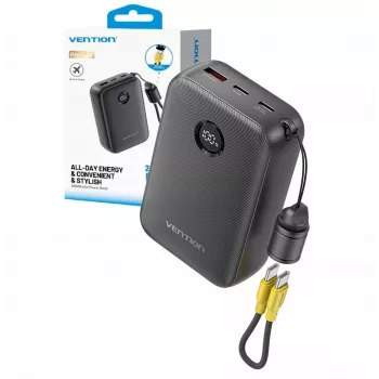 Caricabatterie portatile Vention FKBB0-C 20000 mAh powerbank, 1x USB-A + 2x USB-C, nero