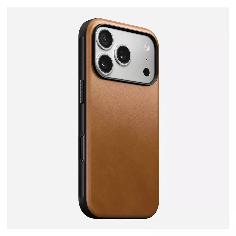 Custodia per cellulare Nomad Modern Leather Case per iPhone 17 Pro, 16 cm (6,3 pollici), tan, pelle e PC/TPU