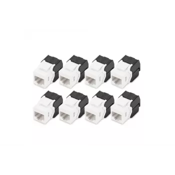 Digitus keystone jack CAT 6 non schermato, 8 pezzi, piatto, nero/bianco, RJ-45