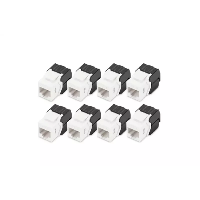 Digitus keystone jack CAT 6 non schermato, 8 pezzi, piatto, nero/bianco, RJ-45