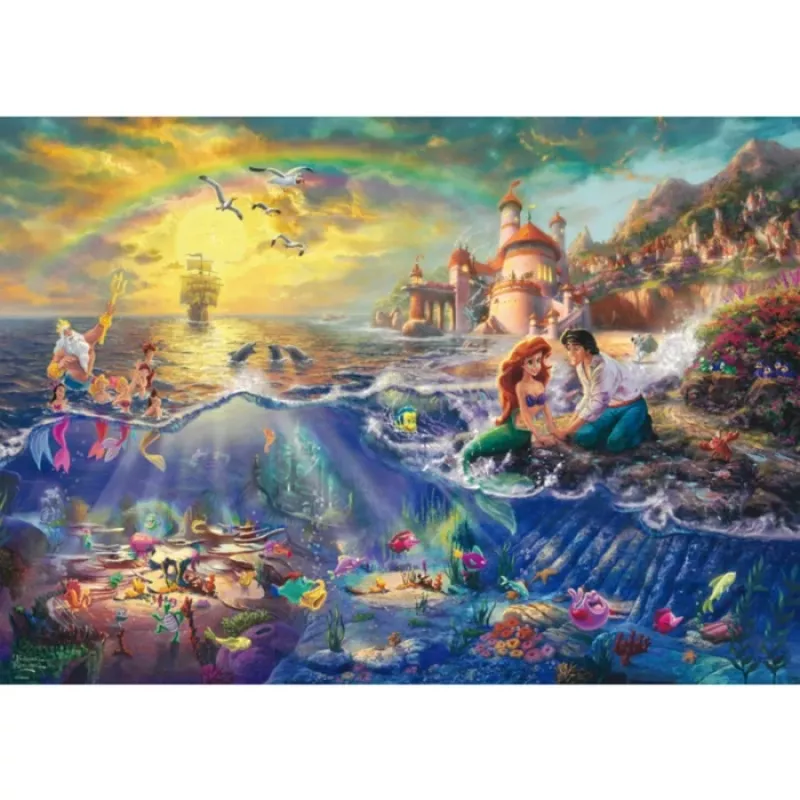 Schmidt Spiele 59479 Thomas Kinkade: Disney La Sirenetta Ariel puzzle, 1000 pezzi, 69,3 x 49,3 cm, cartoni animati