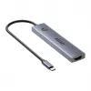 Hub USB-C Unitek H1124AGY01 con 100W PD, HDMI 2.0, 2x USB‑A, 2x USB‑C, lettore schede SD/microSD — alluminio