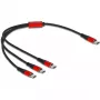Cavo di ricarica USB DeLOCK 3-in-1 USB Type-C su 3 x USB Type-C 30 cm nero/rosso