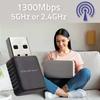 Adattatore wireless USB QOLTEC 56988 dual band 1300Mbps USB 3.0