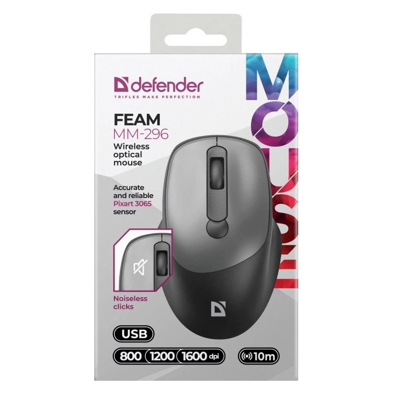 Mouse wireless Defender Silent Click Feam grigio 52298