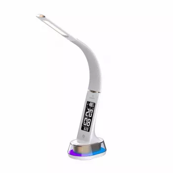 Lampada da scrivania Hawk HW-LAMP05 bianca LED regolabile — lampada da lavoro LED compatta con braccio regolabile