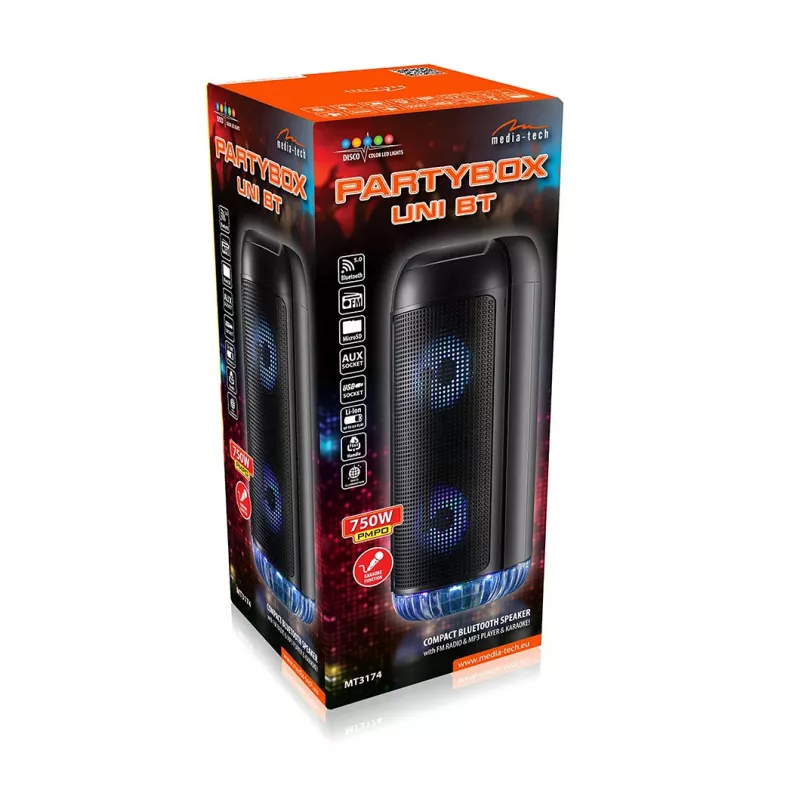 PartyBox UNI altoparlante wireless con microfono e funzione karaoke Bluetooth 5.0 MT3174