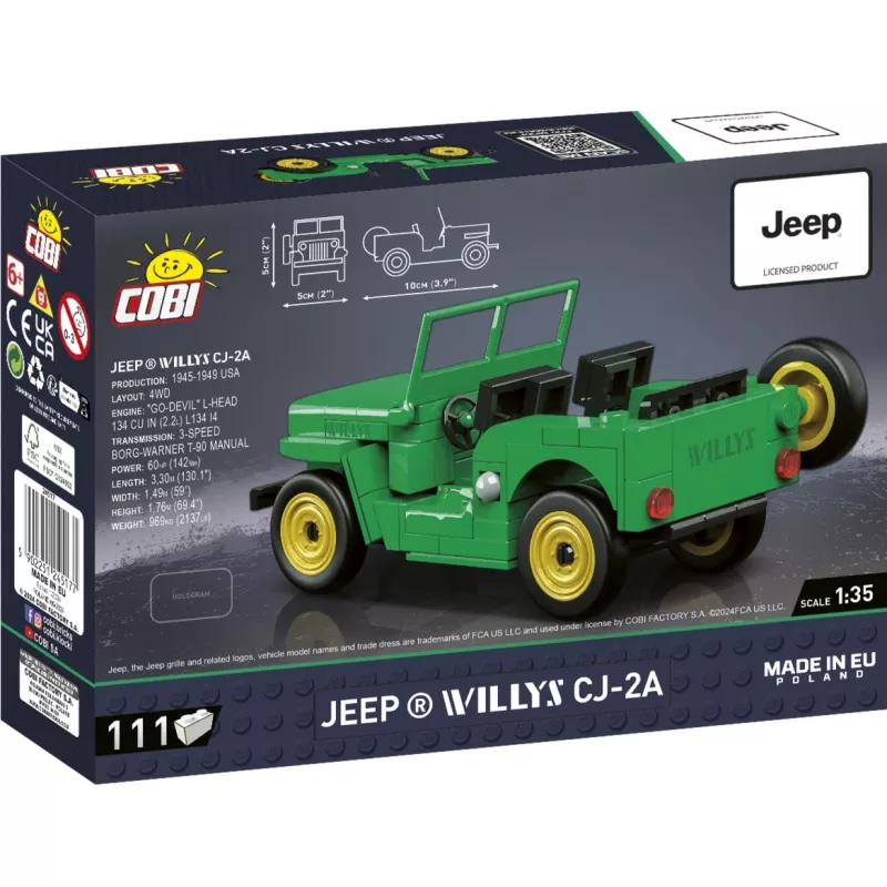 Cobi giocattolo da costruzione Jeep Willys CJ-2A verde modello 24517 – set di mattoncini