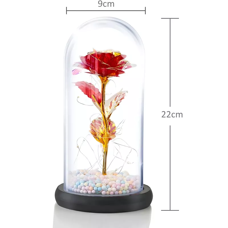 Rosa eterna in vetro Extralink Home, LED rosso luminoso