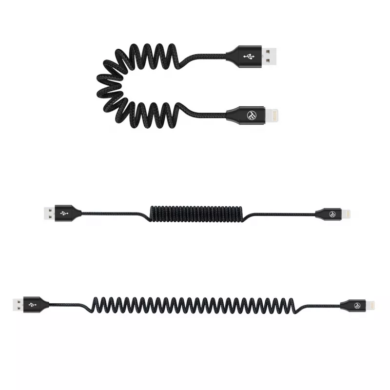 Cavo dati USB-Lightning Tellur Extendable 3A, 1,8 m, nero
