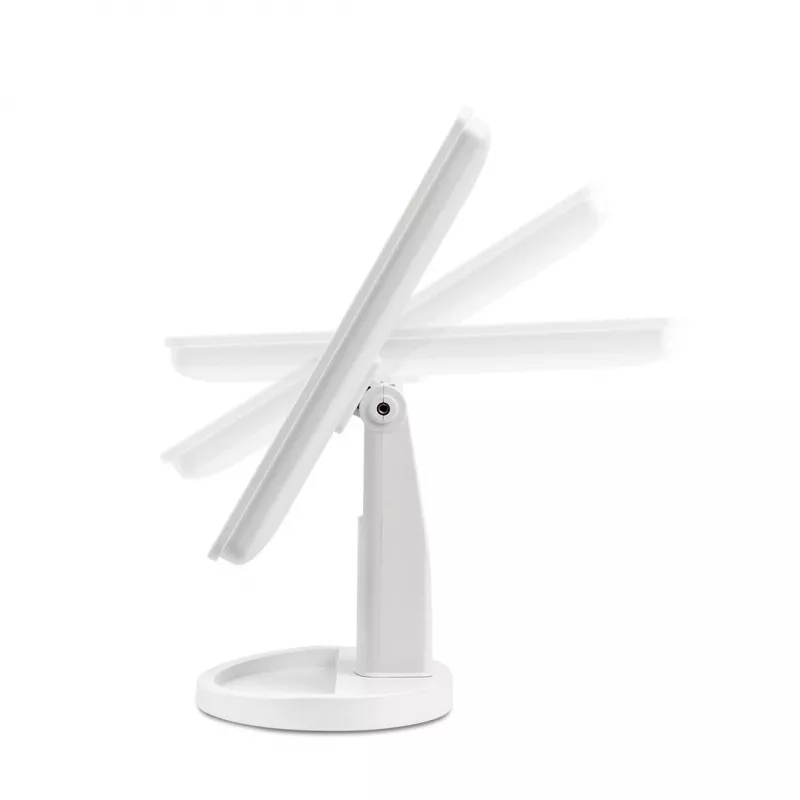 Specchio da trucco da appoggio Girmi BE04 – rettangolare con ingrandimento 1x, LED bianco, USB/4×AA, rotazione 180°