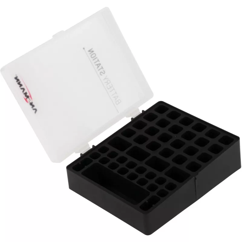 Ansmann Battery Box 48 Box per batterie per 24x AA, 16x AAA e 4x 9V, Nero/Trasparente