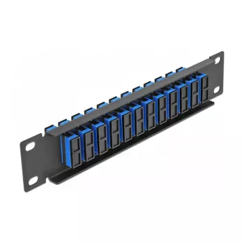 Patch panel fibra ottica DeLOCK 10 pollici 12 porte SC duplex blu 1U nero