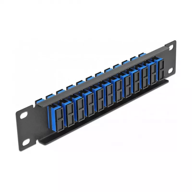Patch panel fibra ottica DeLOCK 10 pollici 12 porte SC duplex blu 1U nero
