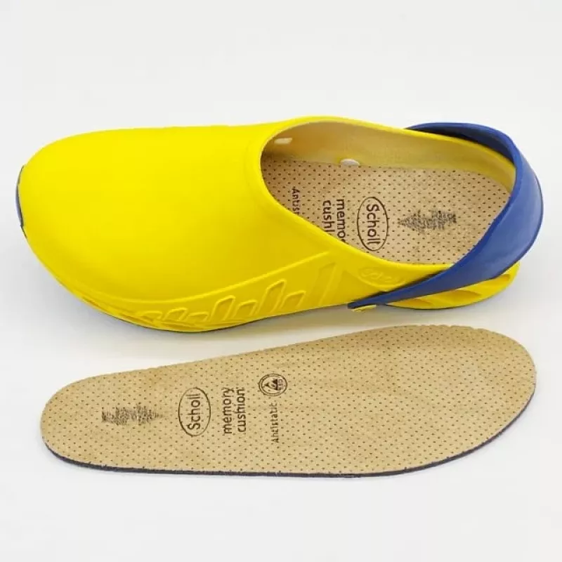 Scholl Evoflex - Clogs unisex gialli, taglia 38