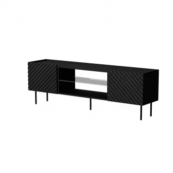 Mobile TV cama meble LUCCA 180x40x59 cm, piano superiore in truciolare nero, struttura nera