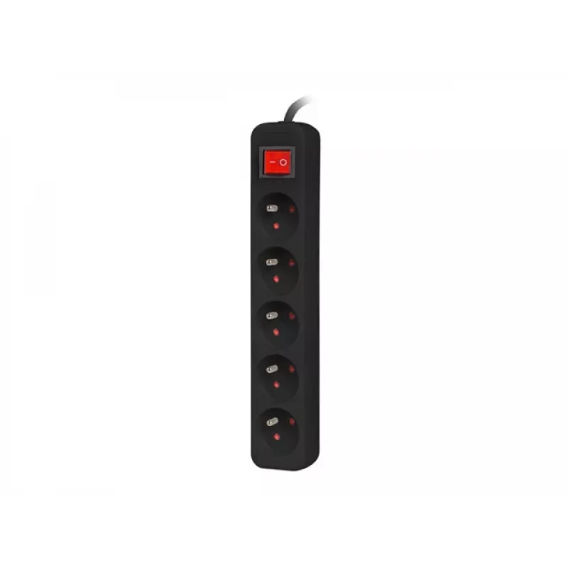 Multipresa Lanberg PS1-05E-0300-BK, 5 prese, 3 m, nera, con interruttore