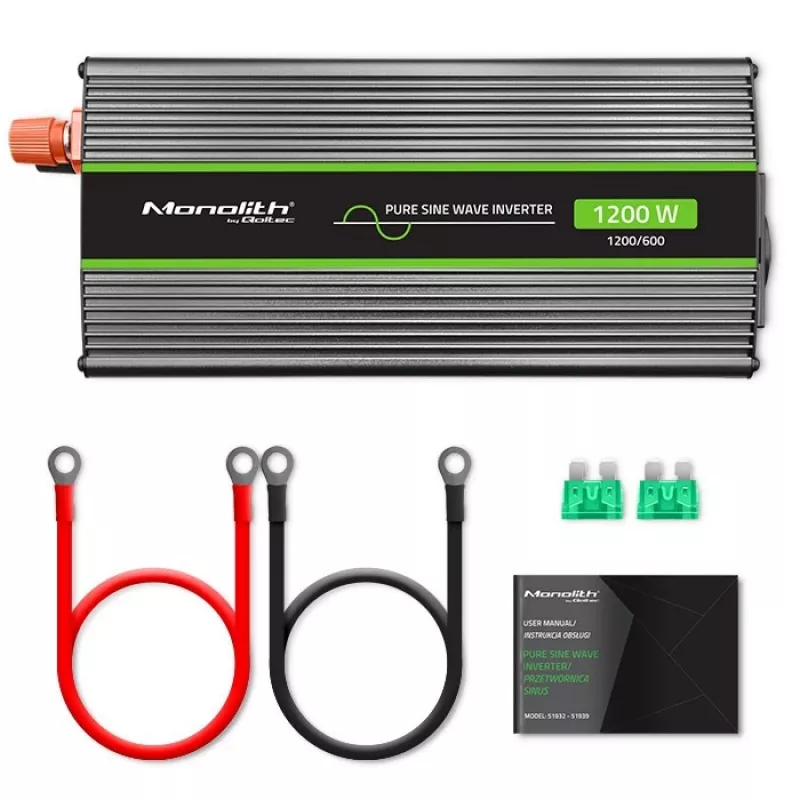Inverter per auto Qoltec Monolith 1200 W nero 12 V