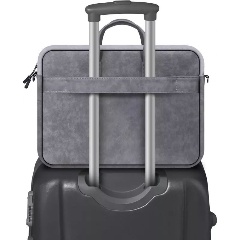 Borsa top loader DEFENDER Solid per laptop 15,6 pollici, poliuretano, grigio, manico, tracolla rimovibile