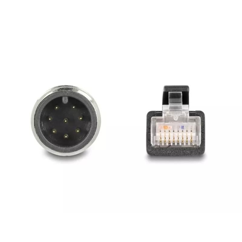 Cavo di rete DeLOCK M12 cavo codifica A 8 poli connettore maschio a RJ45 connettore maschio Cat5e 5 m nero