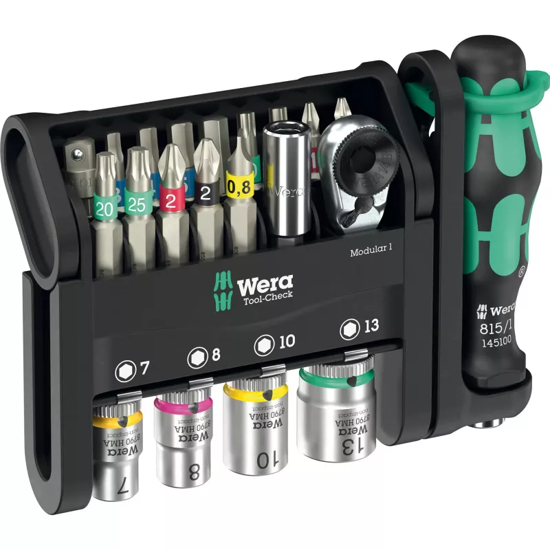 Set di utensili Wera Tool-Check Modular Set 1 – set da officina modulare da 50 pezzi, punte e bussole assortite