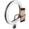 Maclean MCE610 10 Ring Light LED 12W con treppiede e trigger Bluetooth, 3 colori, 10 livelli di luminosità, luminosità regolabile 10% -100%, 160 LED, supporto smartphone, luce di illuminazione