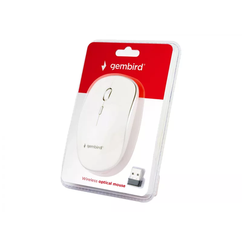 Mouse wireless GEMBIRD MUSW-4B-01-W, ambidestro, ottico 1600 DPI, 4 tasti, RF Wireless, bianco