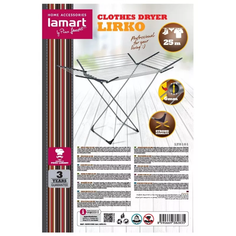 Stendibiancheria LAMART LT8101 — 25 m di stenditoio, leggero e durevole