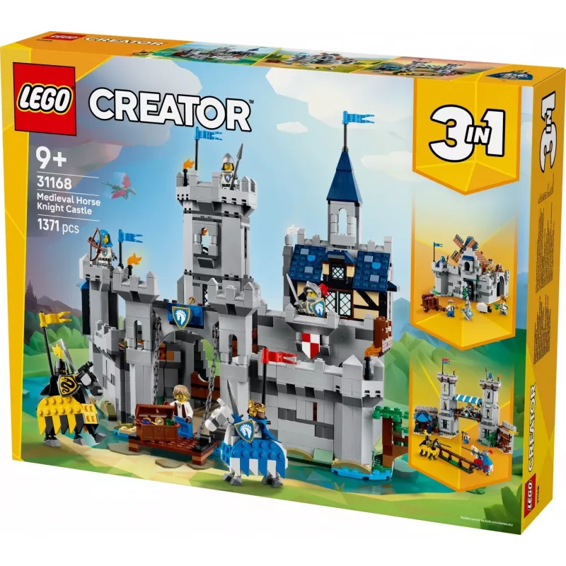 Giocattolo da costruzione LEGO Creator 3-in-1 castello medievale dei cavalieri set 31168 — 1371 pezzi, 6 minifigure, dai 9 anni