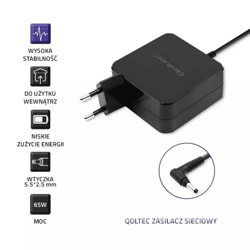 Qoltec 51745 alimentatore/inverter per interni 65 W nero