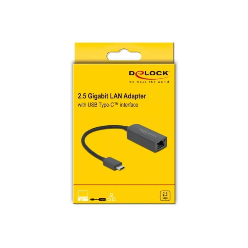 Adattatore USB Type-C maschio a LAN 2,5 Gigabit compatto DeLOCK 66645