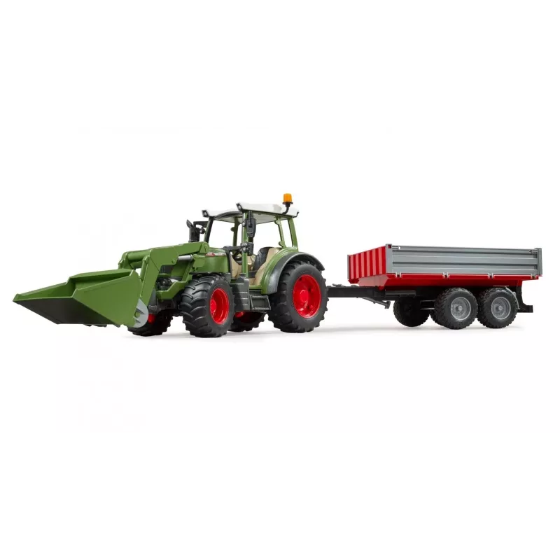 Trattore giocattolo BRUDER Fendt Vario 211 con caricatore frontale e rimorchio laterale