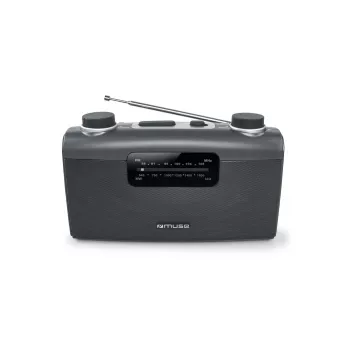 Radio portatile Muse M-058 R — AM/FM, regolazione volume a manopola, a batteria o rete (230V, 50Hz), Nero/Grigio