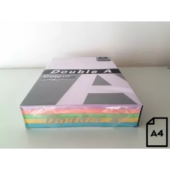 Carta colorata Double A, 80 g, A4, 500 fogli, Rainbow 3, 5 colori