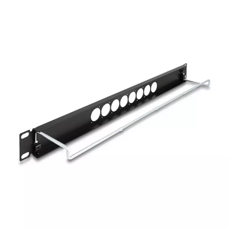 Patch Panel DeLOCK 67060 19 pollici tipo D con scarico di trazione, 8 porte centrate, 1HE, nero