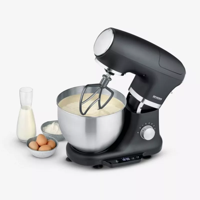 Robot da cucina Severin KM 3898 1000 W 5,5 L nero acciaio spazzolato argento
