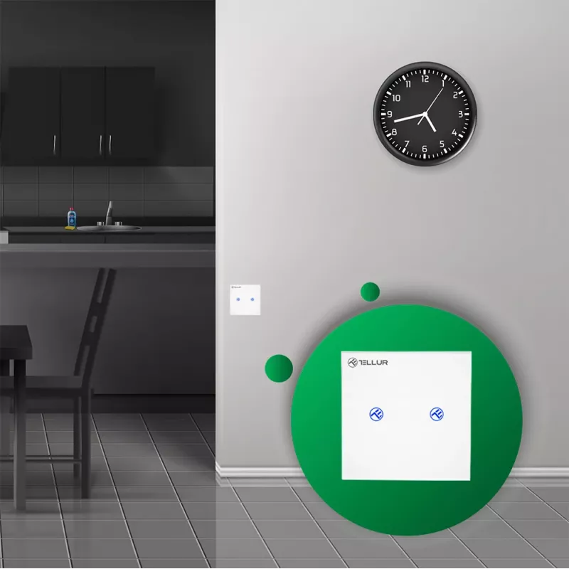 Interruttore smart WLAN Tellur SS2N — 2 porte, 1800 W totali, 10 A per canale