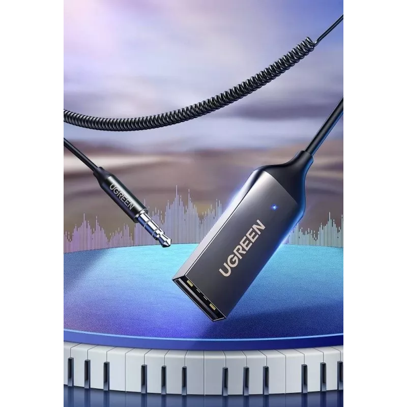 UGREEN CM309 ricevitore audio Bluetooth 5.0, USB, jack AUX da 3,5 mm, nero