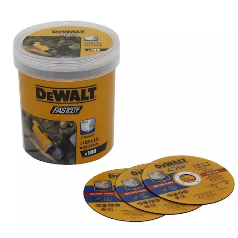 DeWalt DT20540-QZ Metal Target Inox dischi da taglio 125 x 1,0 mm, confezione da 100