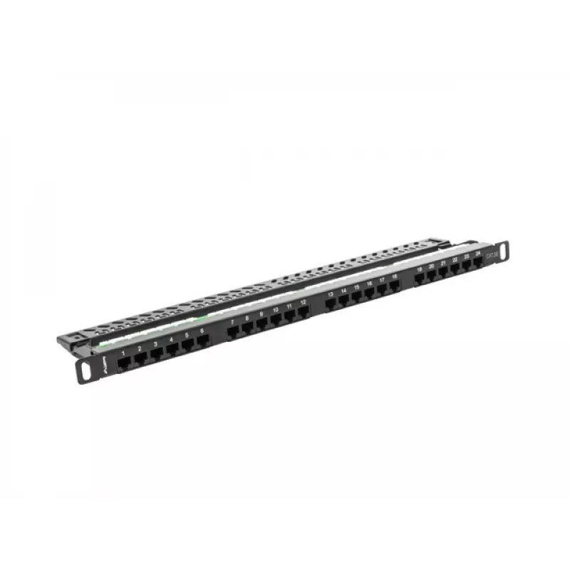 Lanberg PPU5-0024-B - RJ-45 - Cat5, Cat5e - nero - metallo - montaggio su rack - 0,5HE (PPU5-0024-B)