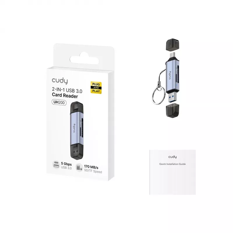 Lettore di schede 2-in-1 USB 3.0 CUDY UH200