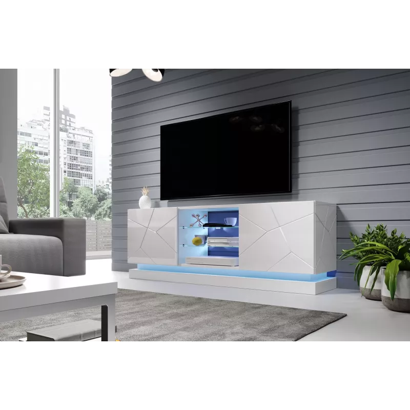 Cama Meble QIU 160 mobile TV, MDF, bianco lucido