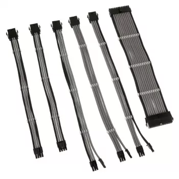 Set di prolunghe per cavi intrecciati Kolink Core Adept – prolunghe per alimentatore e scheda madre in 6 pezzi, guaina in PET, conduttori in rame, lunghezze 300–350 mm
