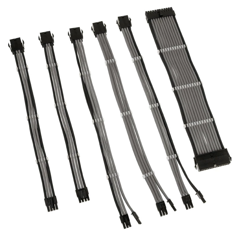 Set di prolunghe per cavi intrecciati Kolink Core Adept – prolunghe per alimentatore e scheda madre in 6 pezzi, guaina in PET, conduttori in rame, lunghezze 300–350 mm