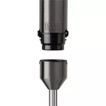 Frullatore a immersione Black & Decker BXHBA1200E — mixer a mano 1200 W, 4 lame in acciaio inox, turbo, parti rimovibili, nero