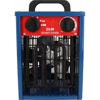 Termoventilatore elettrico BLAUPUNKT EH7010 – 2000 W, elemento in acciaio inox, IPX4, installazione a pavimento, per fino a 22 m², nero/blu/rosso
